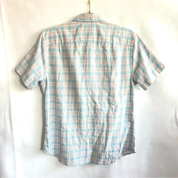 Hawker Rye Plaid Shirt Size Medium Blue Short Sleeve Button Down Chest Pocket - Picture 2 of 9